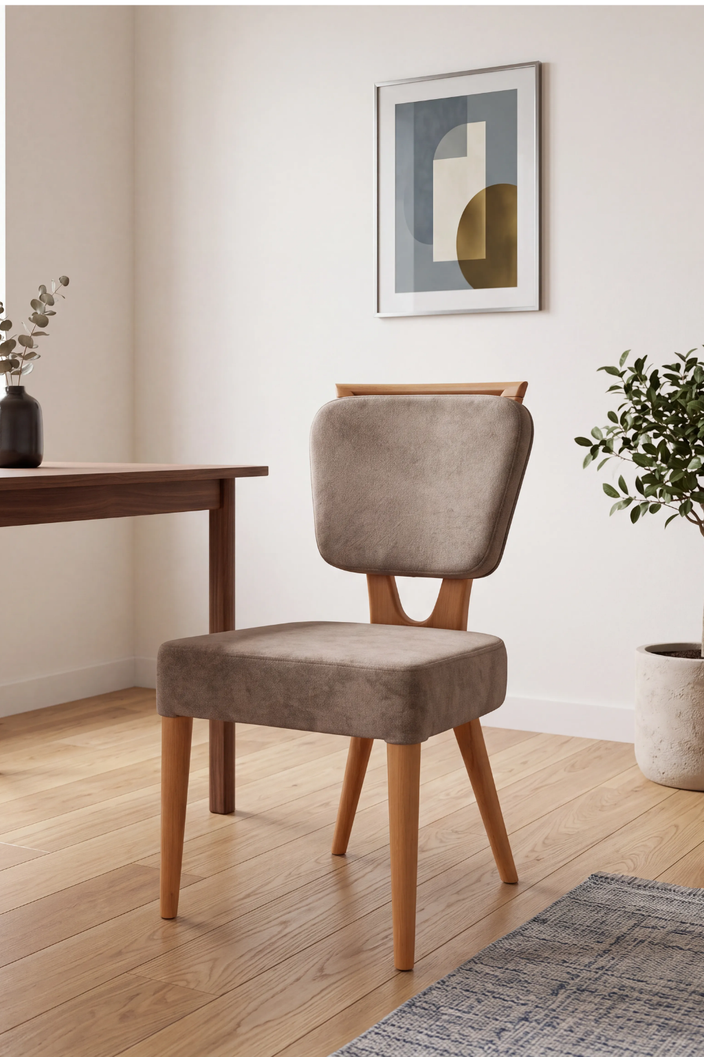 Taupe Kayın Döşemeli Sandalye | A2 Decor