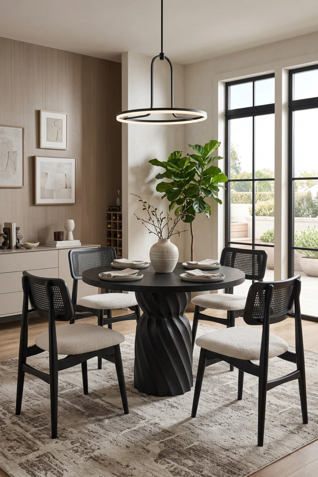 Noven 4 Kişilik Hazeranlı Yuvarlak Ahşap Yemek Masası Takımı 100 × 100 cm | A2 Decor