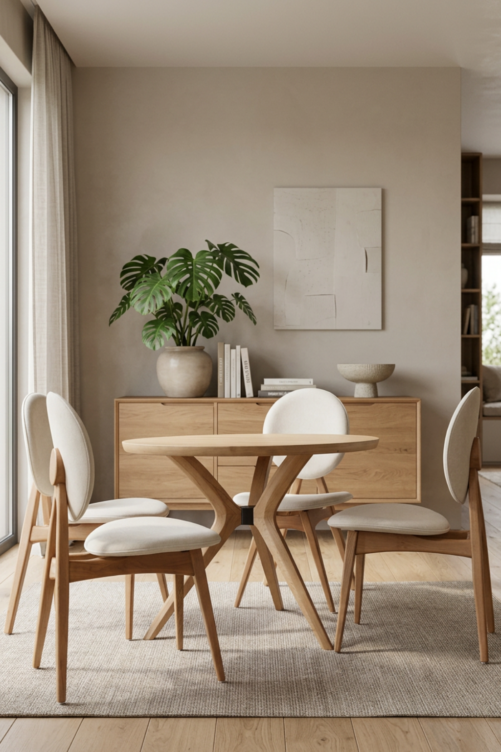 Arno 4 Kişilik Yuvarlak Ahşap Yemek Masası Takımı 100x100 cm | A2 Decor