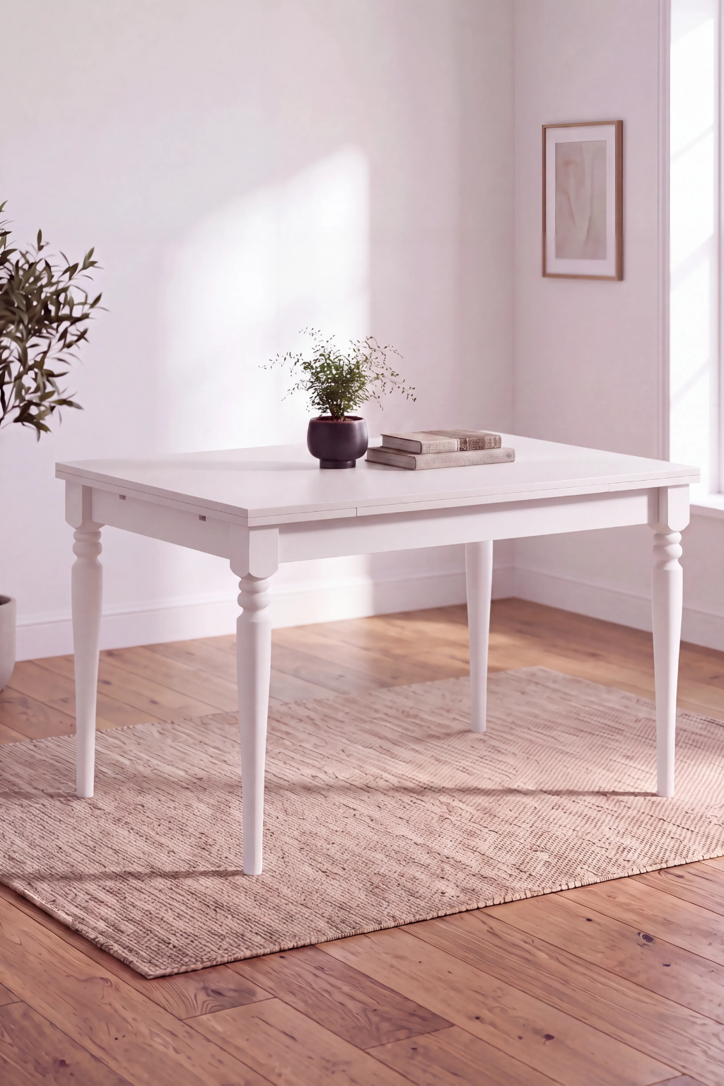 White Açılır Ahşap Yemek Masası | A2 Decor