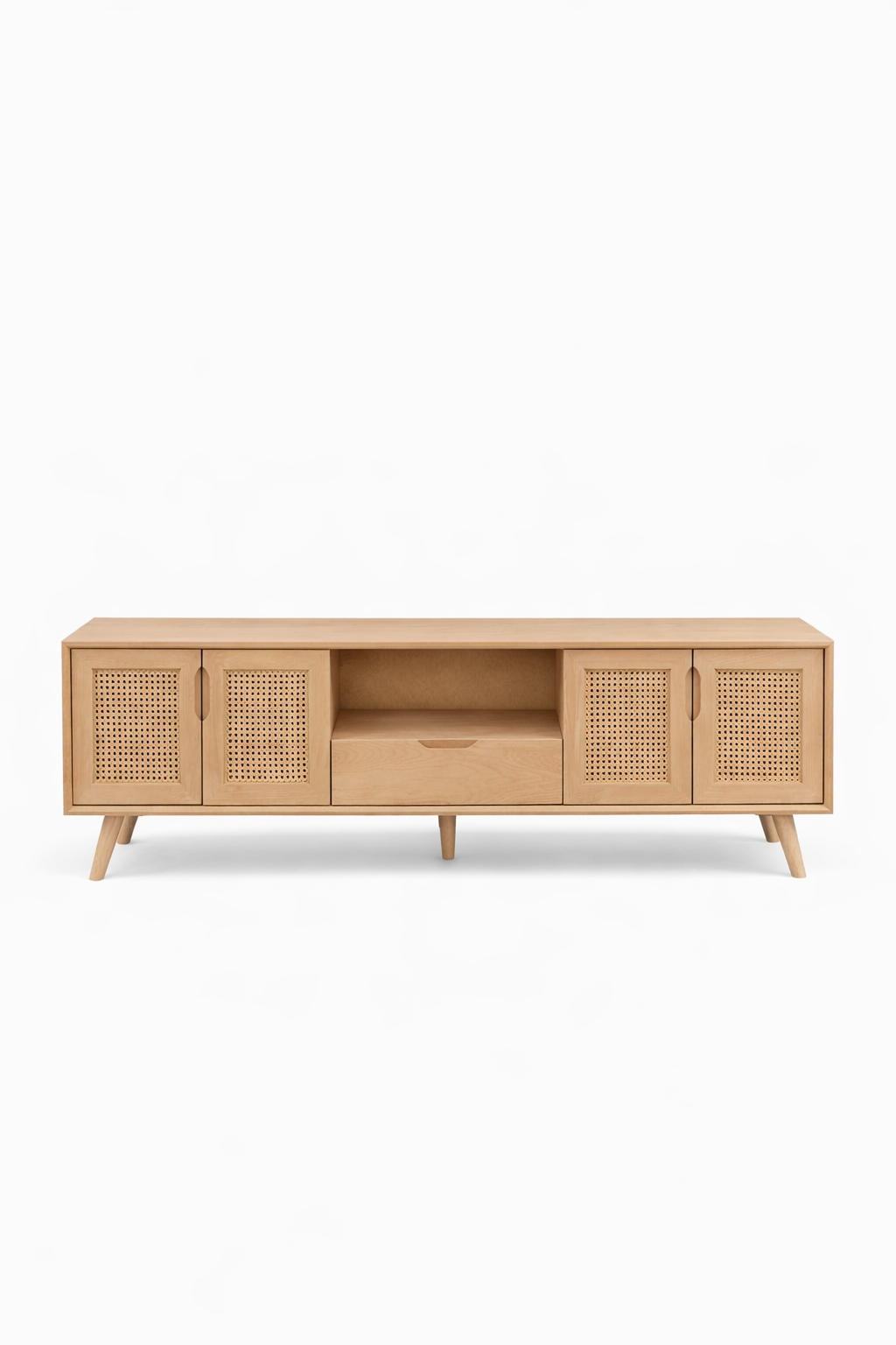 Atlas 180 cm Hasırlı Ahşap TV Ünitesi | A2 Decor