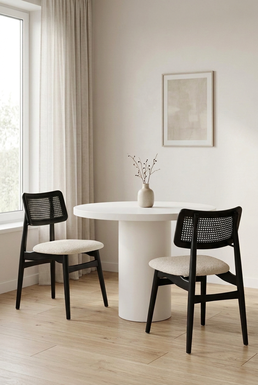 Hera 2 Kişilik Yuvarlak Ahşap Yemek Masası Takımı 80 cm | A2 Decor