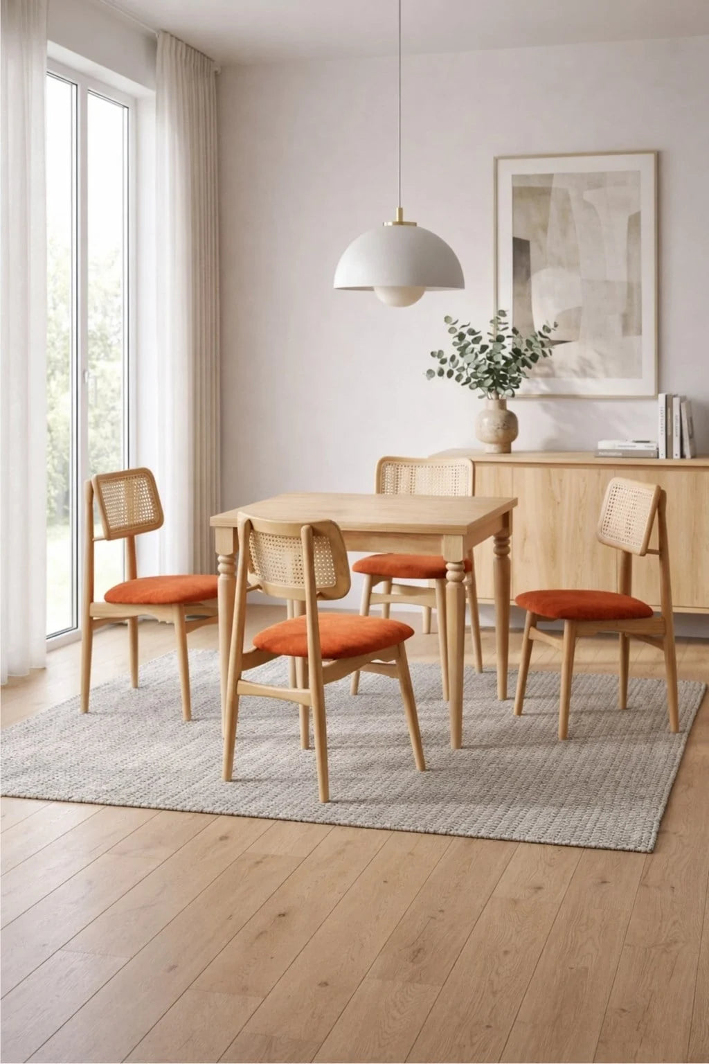 Bergama 4 Kişilik Açılır Çizilmez Ahşap Yemek Masası Takımı 70 × 80 cm | A2 Decor