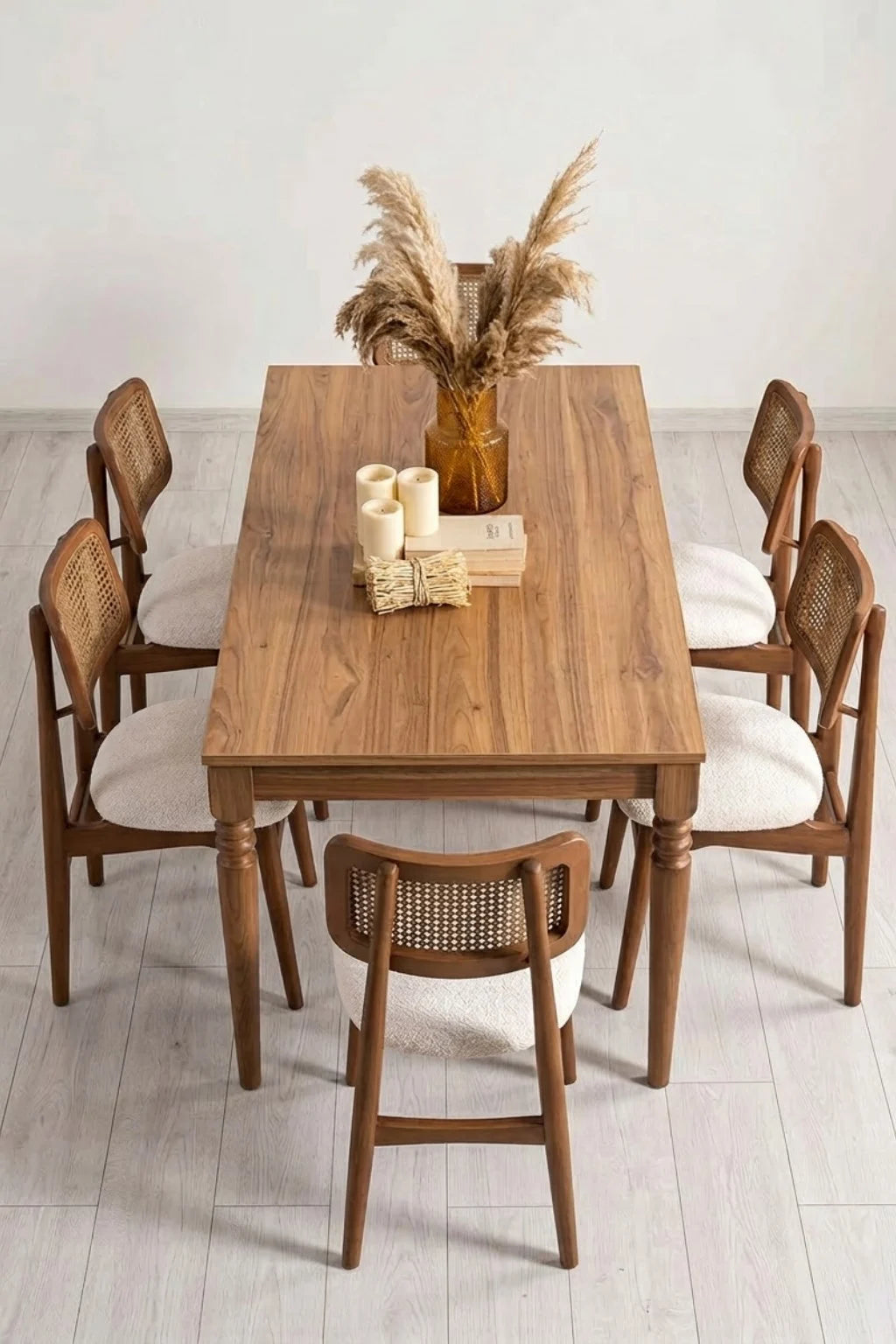 Luka 4 Kişilik Dikdörtgen Sabit Ahşap Yemek Masası Takımı 140 × 80 cm | A2 Decor