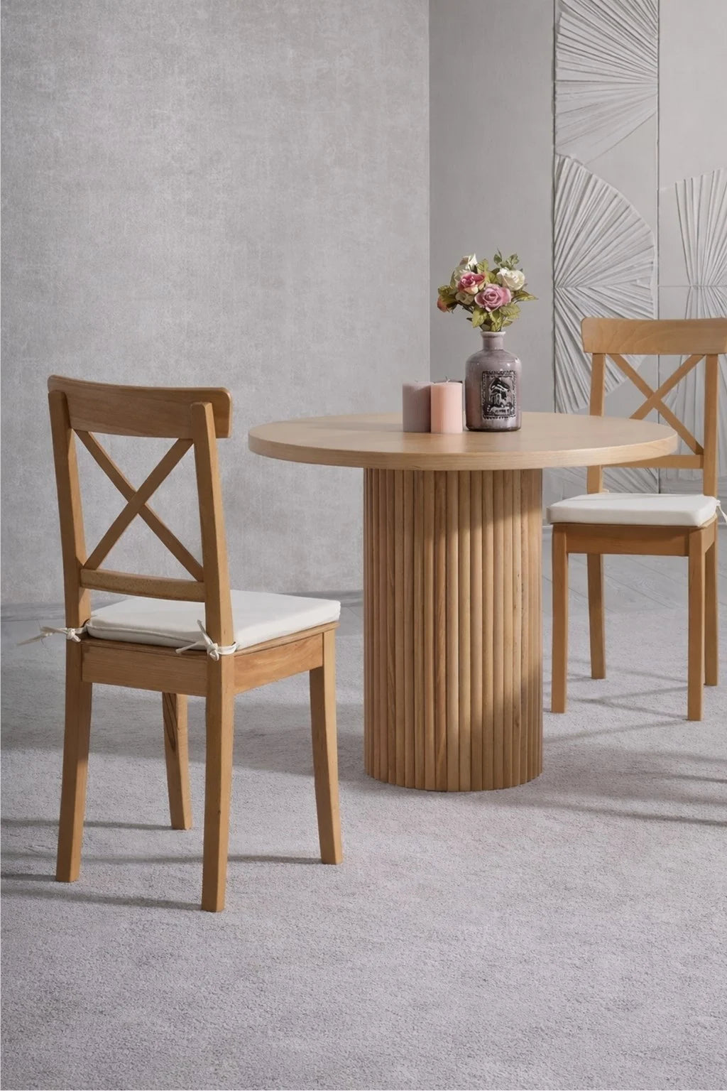 Modest 4 Kişilik Yuvarlak Ahşap Yemek Masası Takımı 100 × 100 cm | A2 Decor