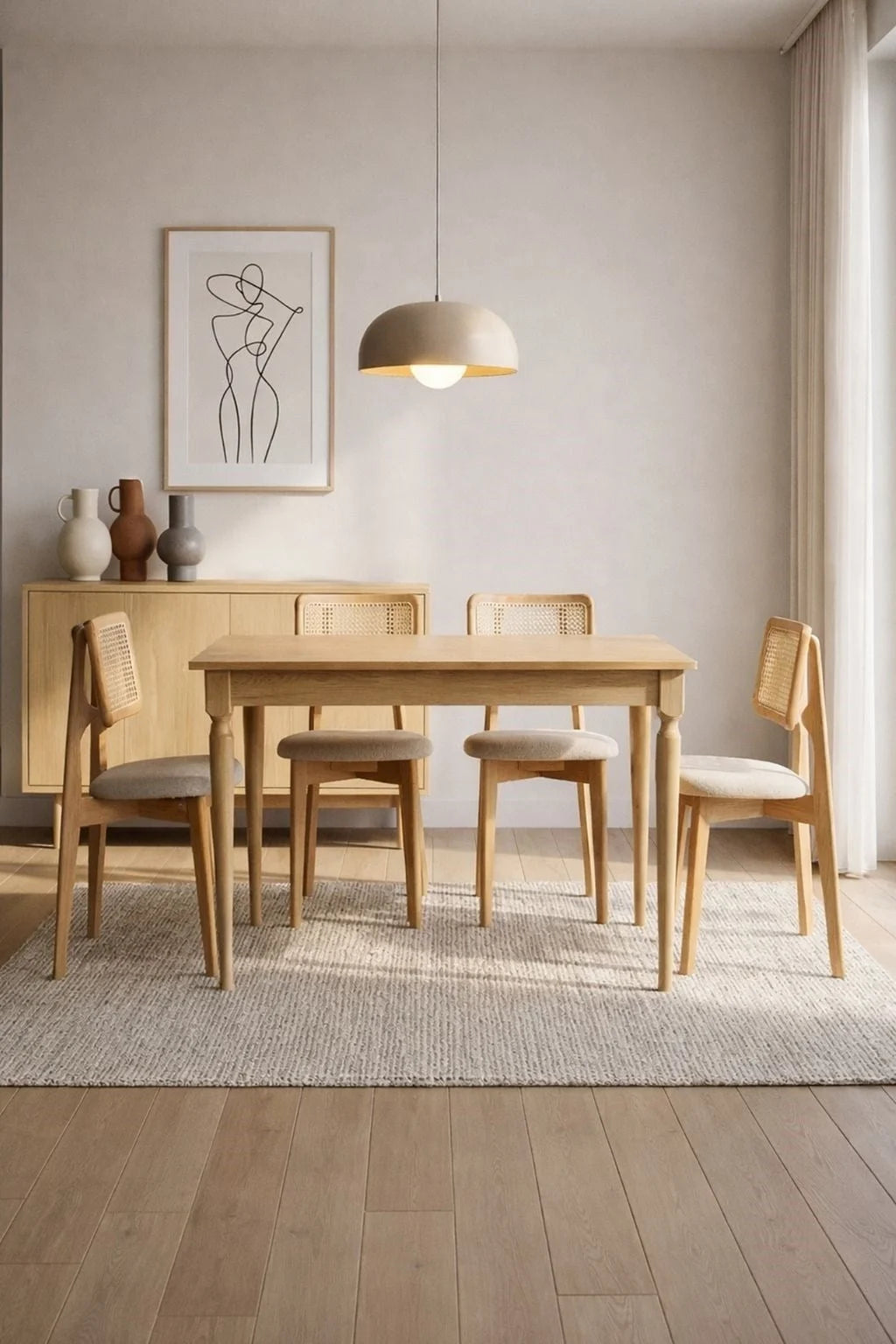Craft 4 Kişilik Dikdörtgen Ahşap Yemek Masası Takımı 140×80 cm Natural | A2 Decor