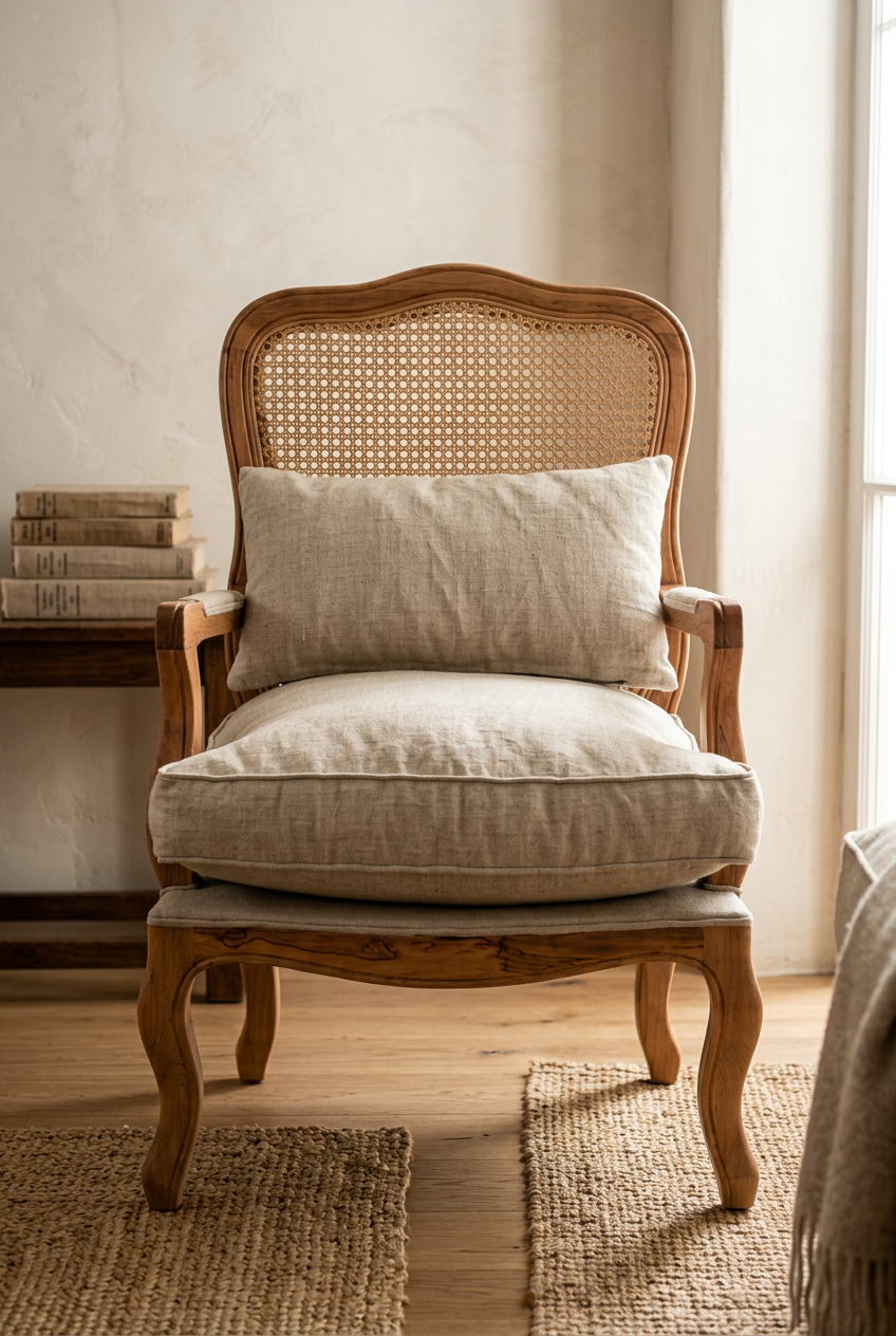 Luna Natural Hazeranlı Ahşap Berjer | A2 Decor
