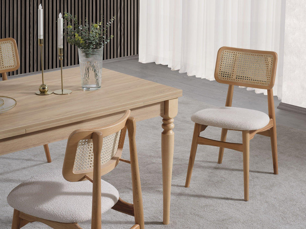 Voyena 4 Kişilik Hazeranlı Açılır Ahşap Yemek Masası Takımı 120 × 80 cm | A2 Decor