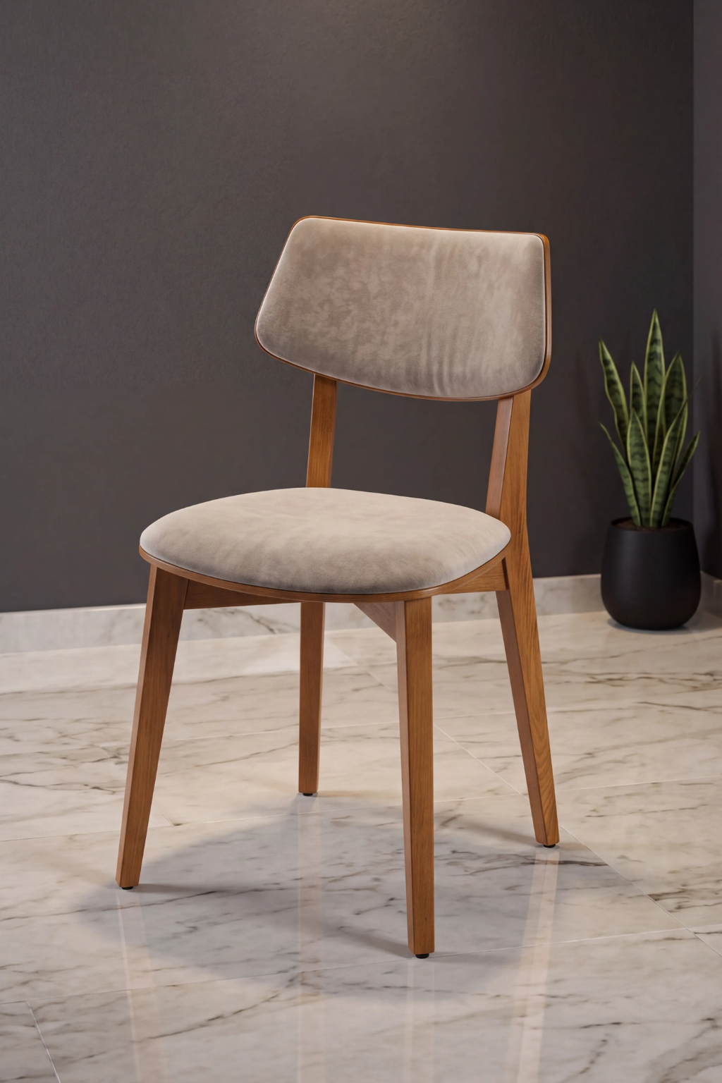 Delta Krem Döşemeli Ahşap Sandalye | A2 Decor