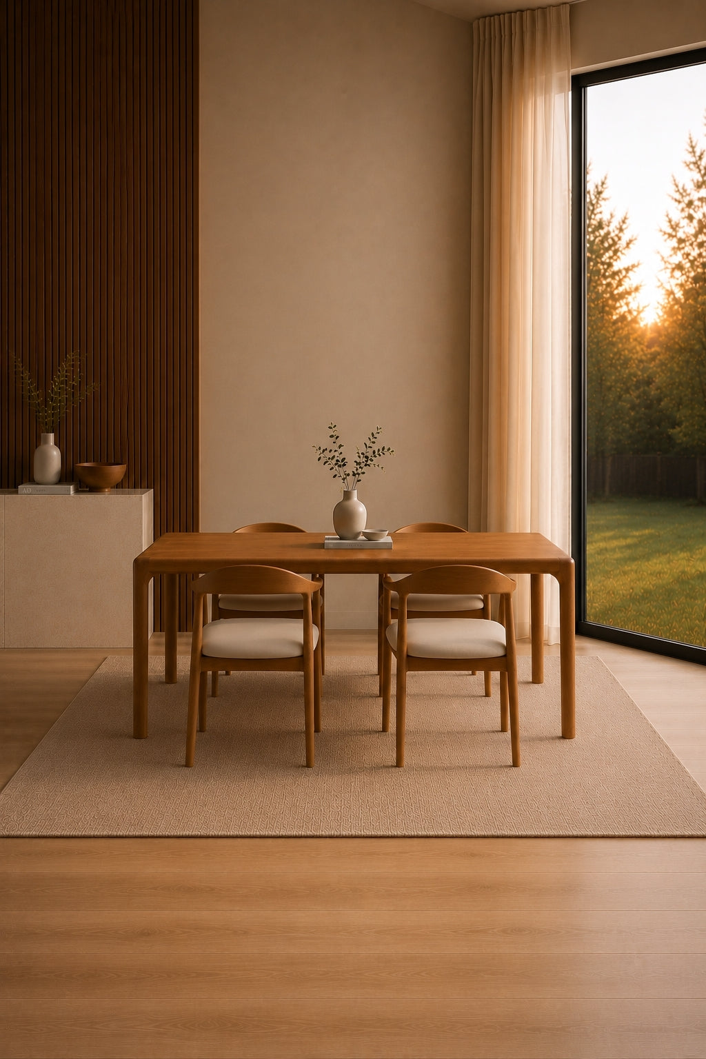 Vento 4 Kişilik Dikdörtgen Sabit Masif Ahşap Yemek Masası Takımı 160 × 80 cm | A2 Decor
