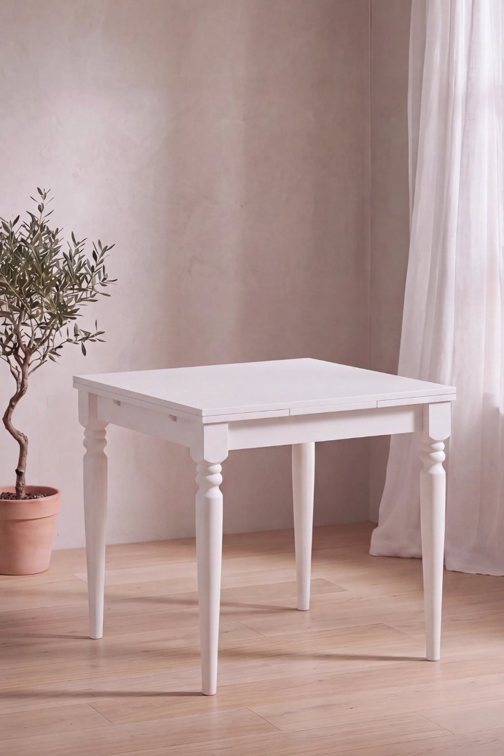 Florya Beyaz Açılır Ahşap Yemek Masası | A2 Decor