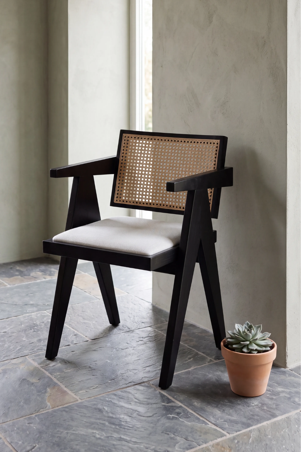 Dorin Siyah Kollu Ahşap Sandalye | A2 Decor