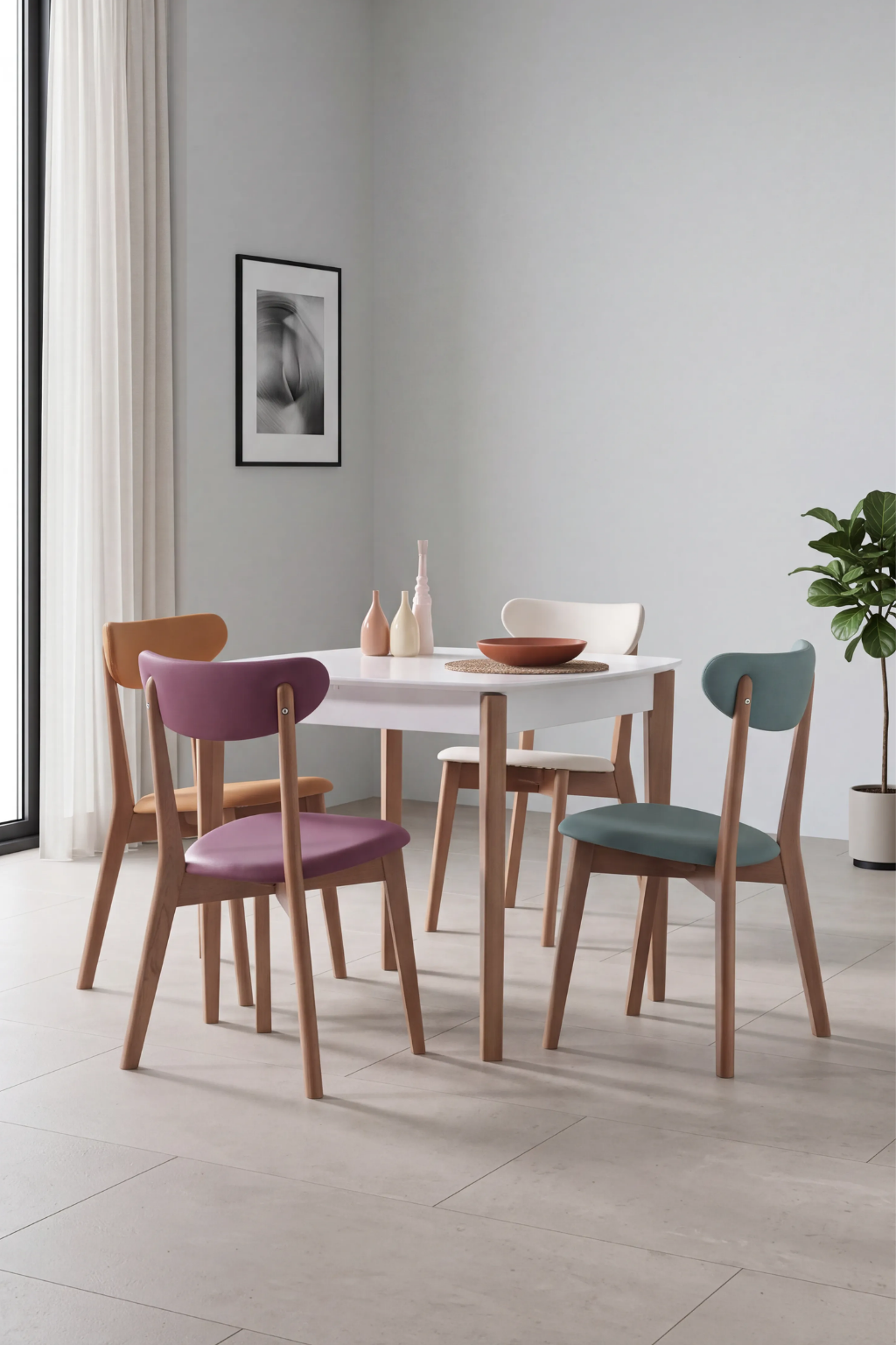 Color 4 Kişilik Kare Açılır Ahşap Yemek Masası Takımı 90 × 90 cm | A2 Decor