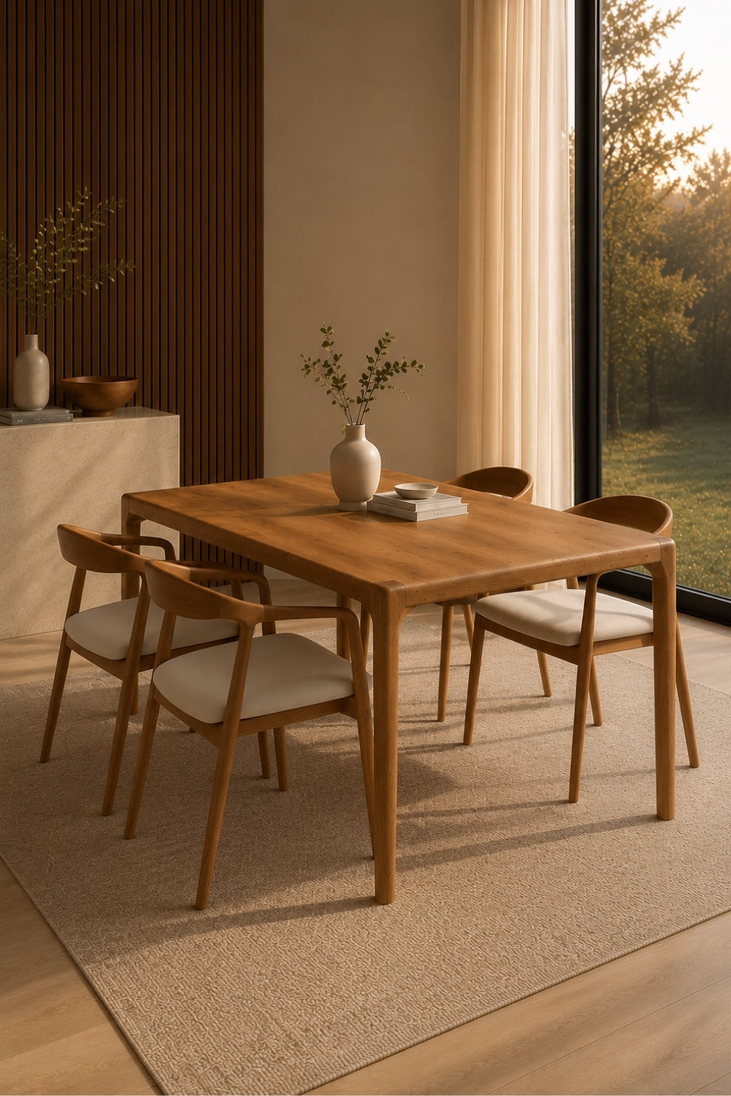 Vento 4 Kişilik Dikdörtgen Sabit Masif Ahşap Yemek Masası Takımı 160 × 80 cm | A2 Decor