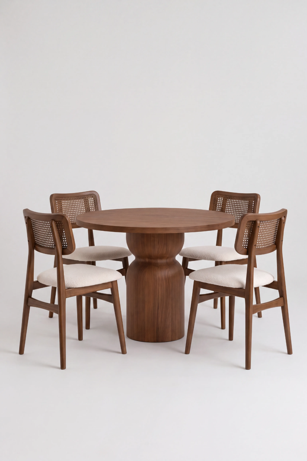 Riva 4 Kişilik Hazeranlı Yuvarlak Ahşap Yemek Masası Takımı 100 x 100 cm | A2 Decor
