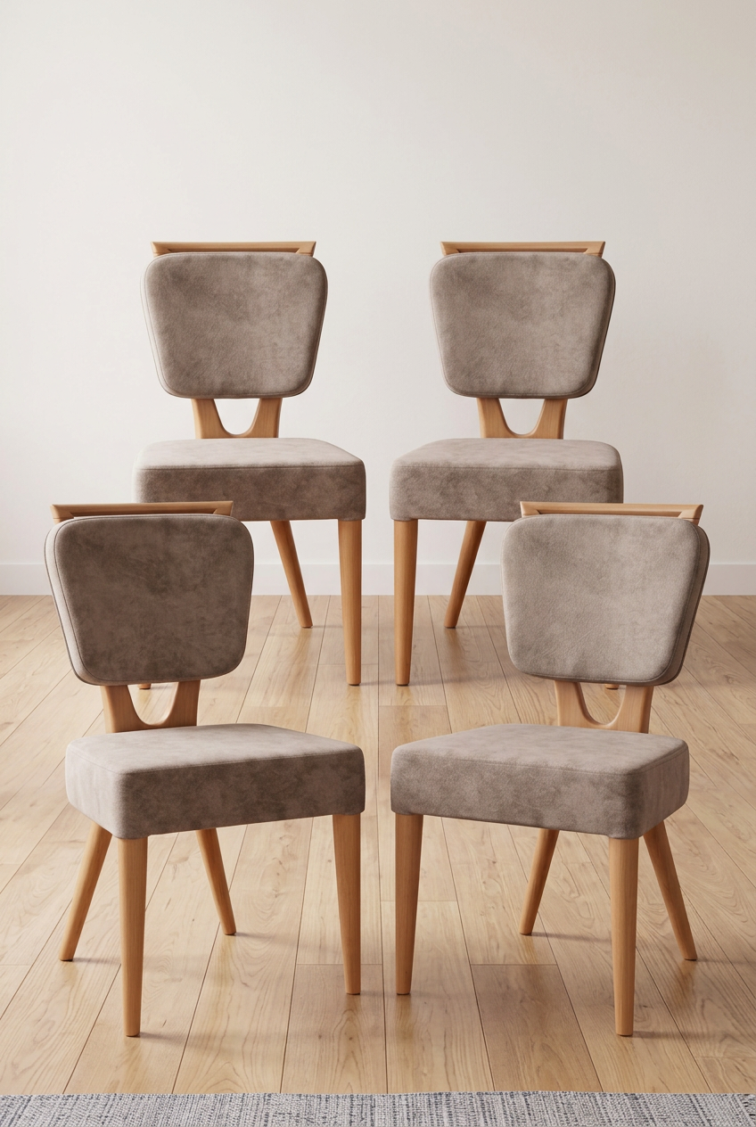 4’lü Taupe Masif Ahşap Sandalye Seti – Özel Fiyatlar | A2 Decor