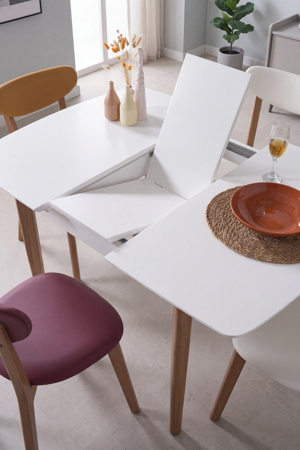 Color 4 Kişilik Kare Açılır Ahşap Yemek Masası Takımı 90 × 90 cm | A2 Decor