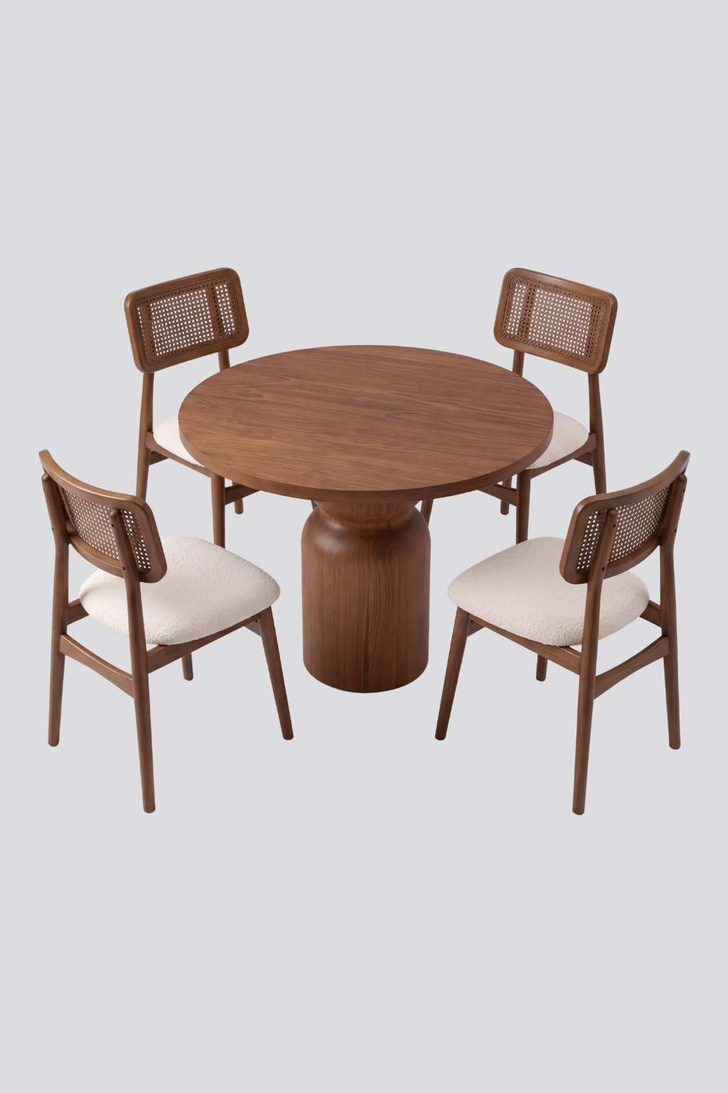 Riva 4 Kişilik Hazeranlı Yuvarlak Ahşap Yemek Masası Takımı 100 x 100 cm | A2 Decor