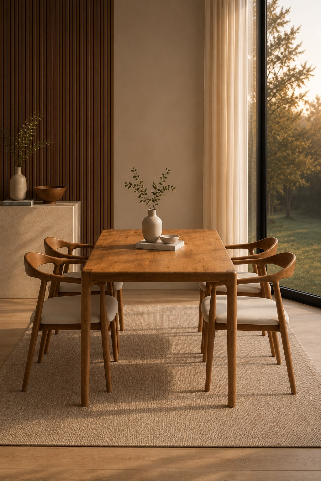 Vento 4 Kişilik Dikdörtgen Sabit Masif Ahşap Yemek Masası Takımı 160 × 80 cm | A2 Decor