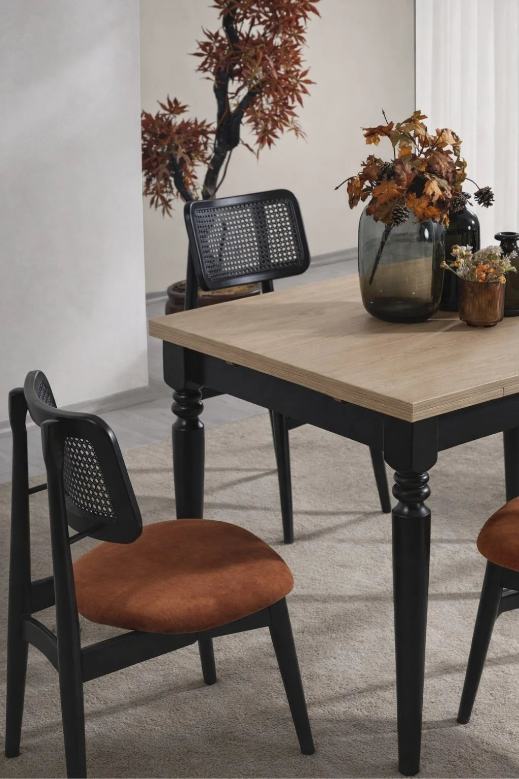 Giza 4 Kişilik Dikdörtgen Açılır Ahşap Yemek Masası Takımı 120 × 80 cm | A2 Decor