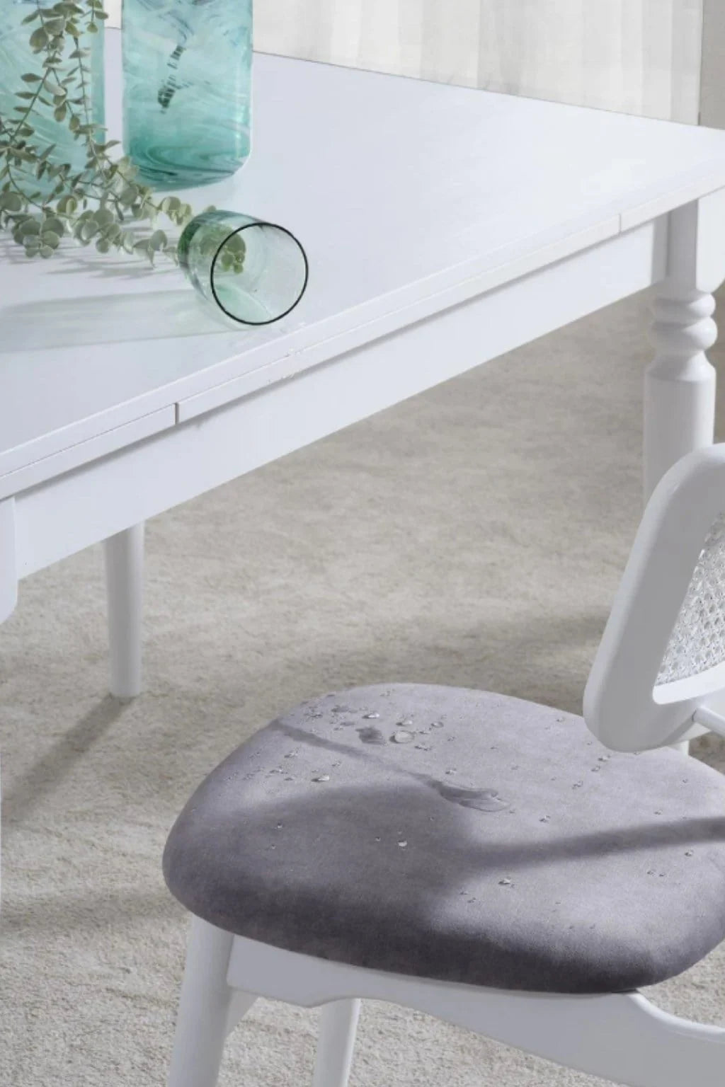 Simge 4 Kişilik Beyaz Açılır Ahşap Yemek Masası Takımı 120 × 80 cm | A2 Decor