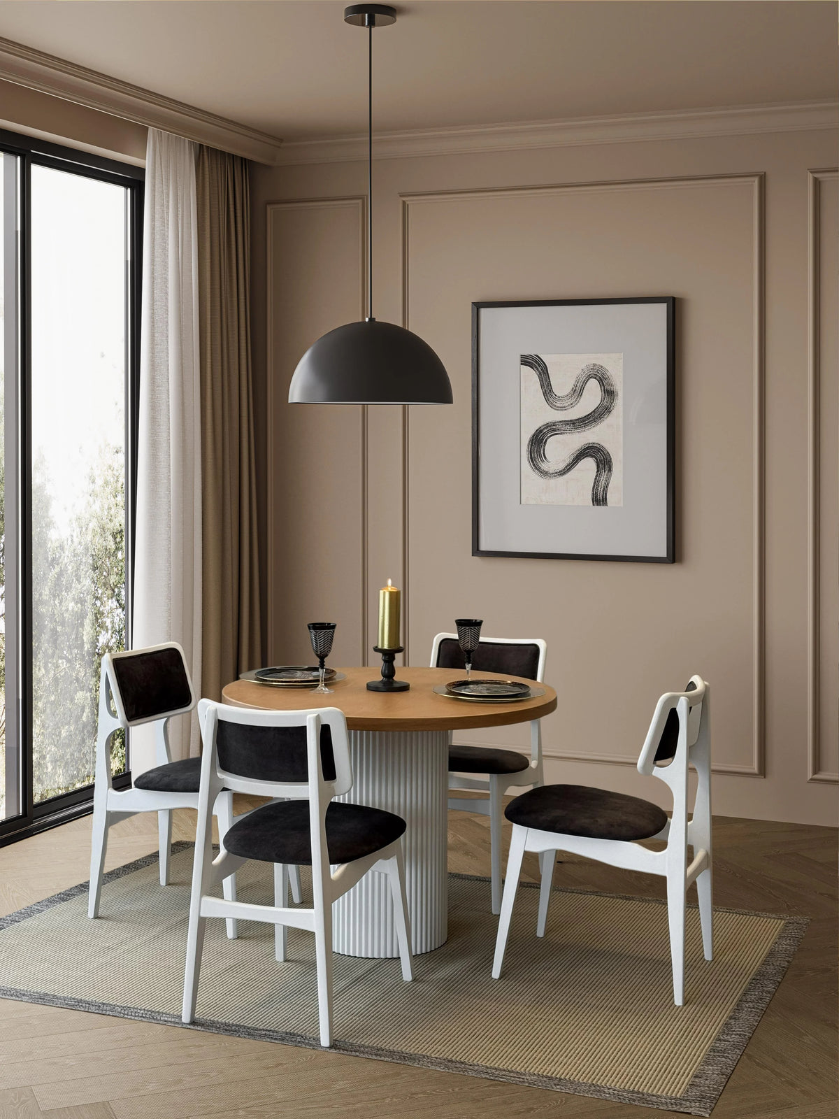 Linea 4 Kişilik Yuvarlak Ahşap Yemek Masası Takımı 100 x 100 cm Beyaz | A2 Decor