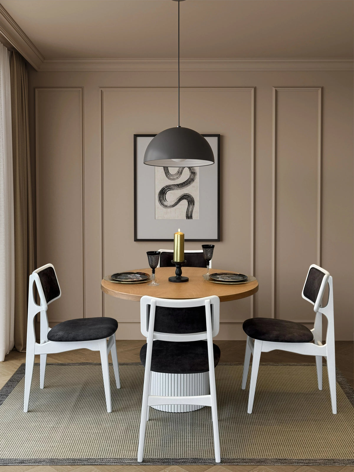 Linea 4 Kişilik Yuvarlak Ahşap Yemek Masası Takımı 100 x 100 cm Beyaz | A2 Decor