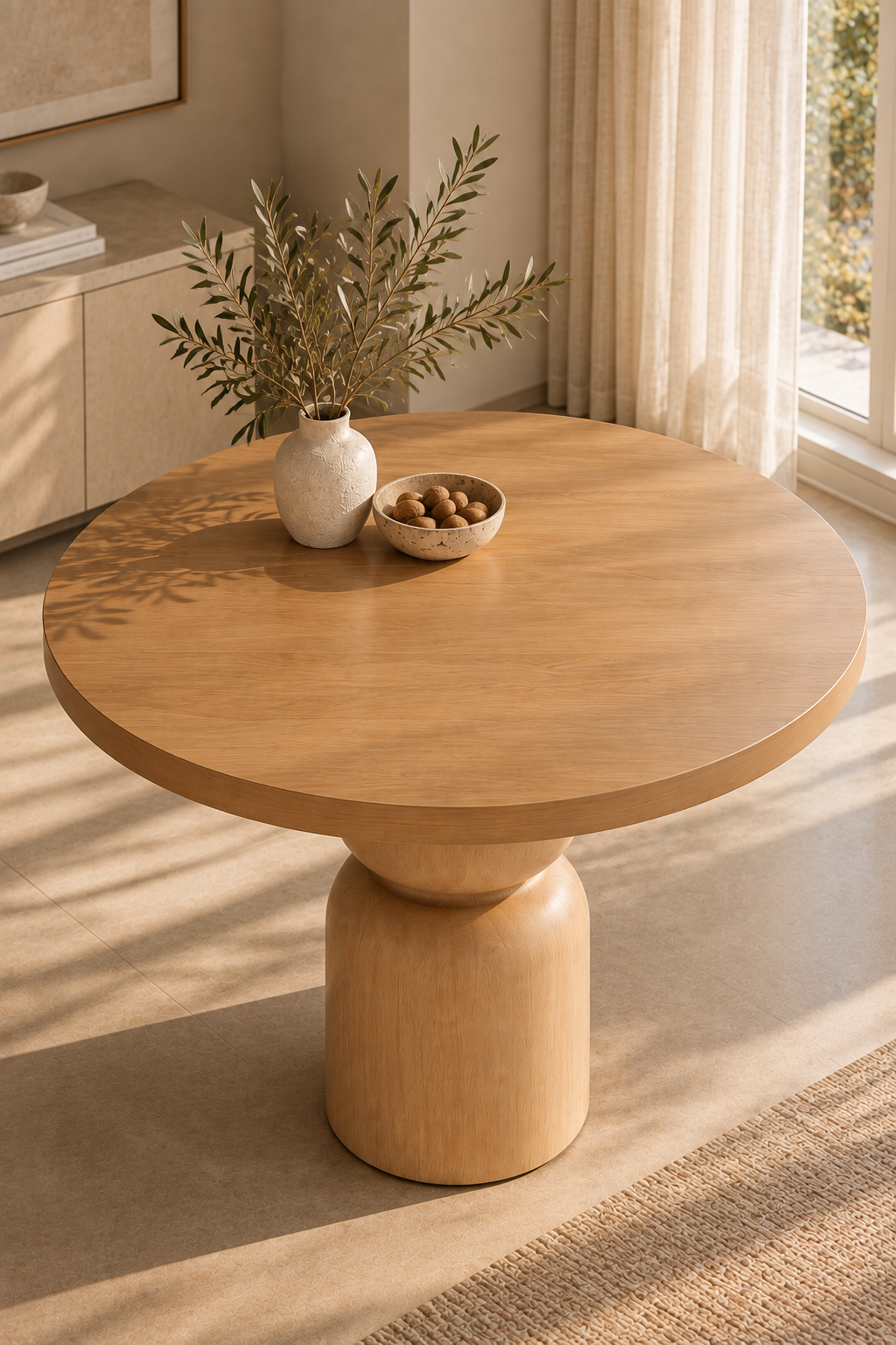Noma Yuvarlak Ahşap Çizilmez Boğumlu Masa | A2 Decor