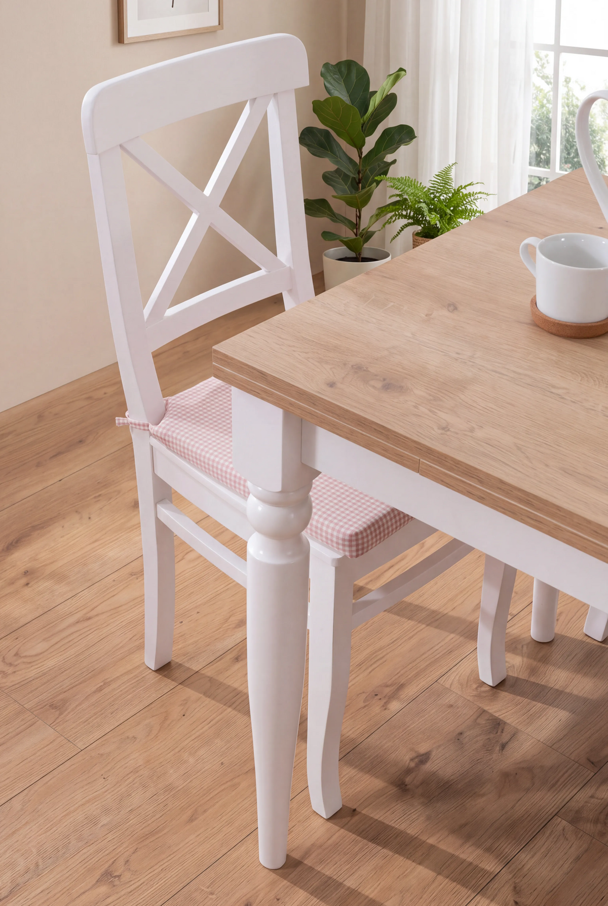 Atlas 4 Kişilik Açılır Dikdörtgen Ahşap Çizilmez Yemek Masası Takımı 120×80 cm Beyaz | A2 Decor