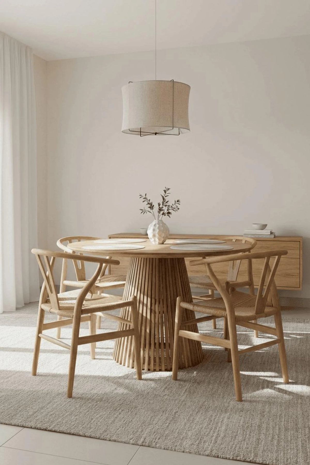Terra 4 Kişilik Yuvarlak Ahşap Yemek Masası Takımı 100 x 100 cm Natural | A2 Decor